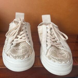 Chloe Cream Lace Women's Sneakers